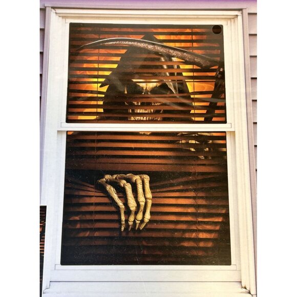 Spooky Grim Reaper Window Creeper Poster Halloween Decoration 24"x36" NEW - Picture 3 of 4